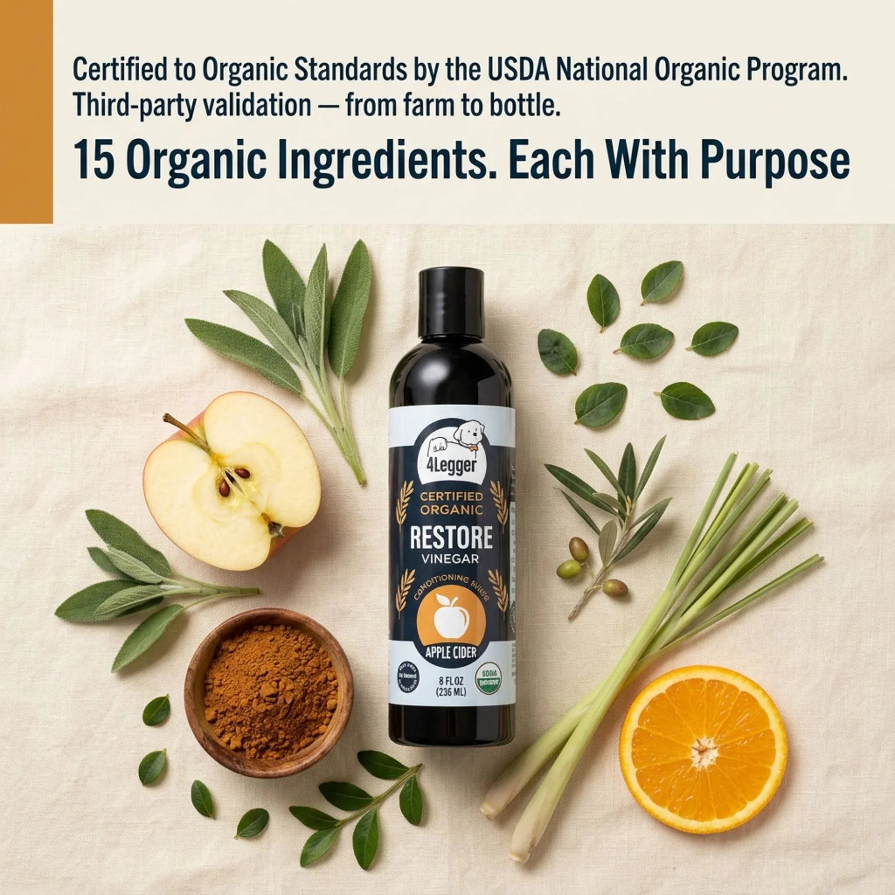 RESTORE Organic Apple Cider Vinegar Conditioning Rinse for Dogs