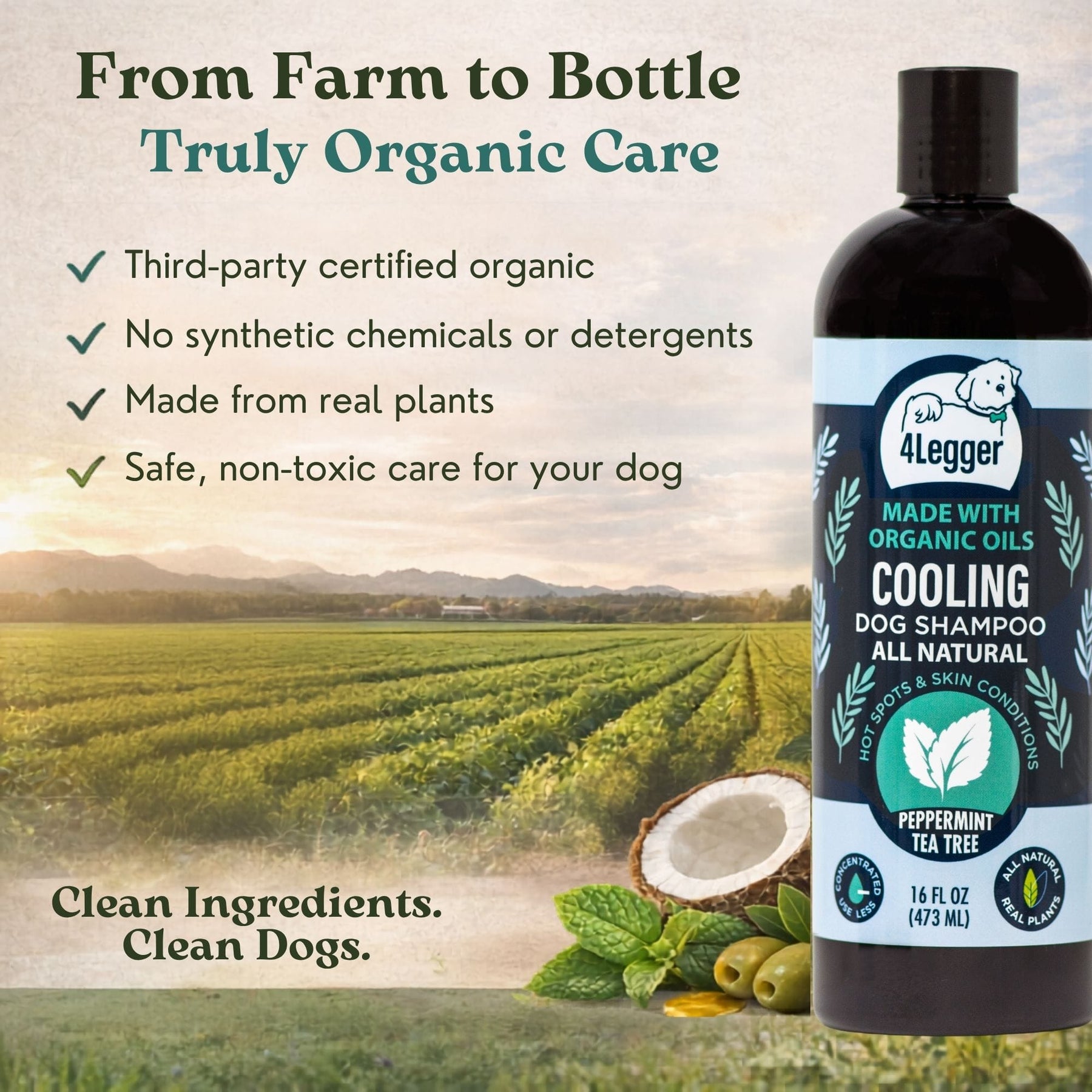 COOLING Organic Tea Tree & Peppermint Dog Shampoo